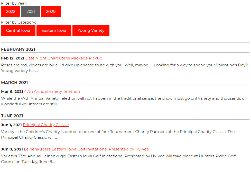 Site OnCall CMS Events Tool for Variety of Iowa
